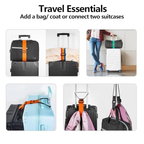 BILIONE Add a Bag Luggage Straps 2 Pack, Adjustable Bungee Elastic Belt — view 6