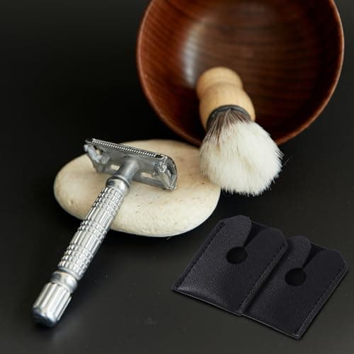 HOMSFOU 2Pcs Safety Head Protective Covers Faux Leather Manual Head Sleeve Guards for Travel Shaving — view 5