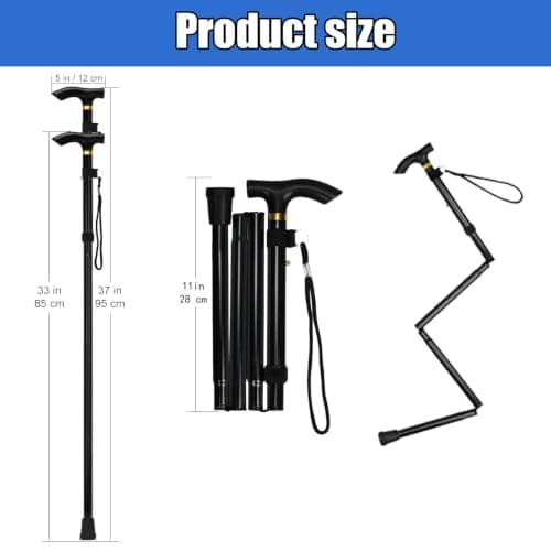 Febbya Folding Walking Stick for Women and Men,Lightweight Collapsible Walking Cane Adjustable Height 85-95cm,Portable Travel Walkings Stick for Elderly Arthritis Recovery — view 3