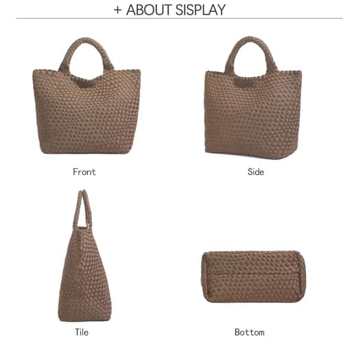 JINMANXUE Fashion Hobo Bag Handmade Woven Casual Female Handbag Large Capacity Neoprene Tote Bag Patchwork Women Shoulder Bags, Khaki — view 5