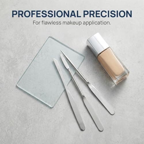 3 Pcs Stainless Steel Makeup Spatula Set for Foundation Mixing and Skincare - Double Ended Metal Cosmetic Spatulas for Face Cream Application — view 4