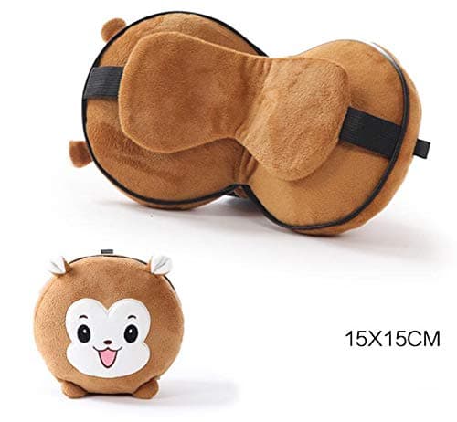 ZKOOO 2 in 1 Portable Neck Pillow with Eye Mask Cute Soft Memory Foam Travel Pillow Adjustable Neck Head Support Rest Cushion for Sleeping on Car,Airplane,Office — view 2