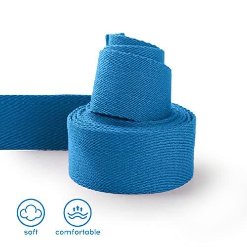voidbiov D-Ring Buckle Yoga Strap 1.85 or 2.5M, Durable Cotton Adjustable Belt Perfect for Holding Poses, Improving Flexibility and Physical Therapy Blue — view 3