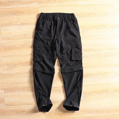 Men's Convertible Cargo Pants with Detachable Legs, Straight Fit for Hiking and Travel, Lightweight and Breathable for Spring Summer Autumn, Multi-Pocket Design for Everyday Utility (Black, XXXXL) — view 3