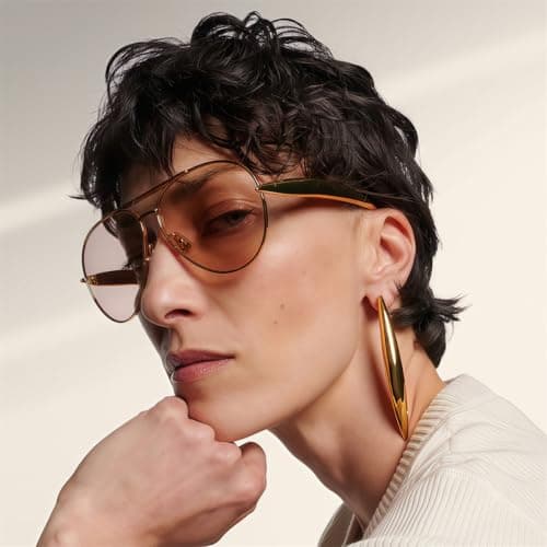 GUVIVI Retro Gold Pilot Sunglasses for Women Men 70s Metal Sun Glasses — view 2