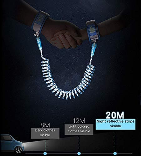 Eidyer Anti Lost Safety Wrist Link Belt, Children Harness Belt Safety Adjustable 1.5M/4.92ft Baby Toddler Reins Safety Strap Leash Walking Hand Belt Elastic Wire Rope Fluorescent and Security Lock — view 4