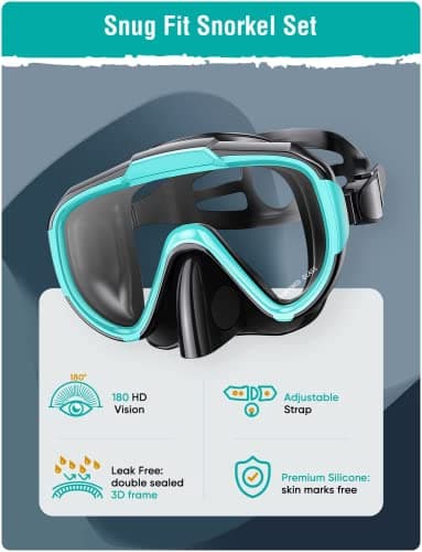 Lealinga Snorkel Set Adult Kid Panoramic View Snorkel Mask with Travel Bag — view 2