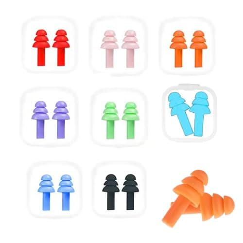 Set of 8 Reusable Silicone earplugs with Noise Reduction and Hearing Protection, Suitable for Adult Swimmers, for use in Swimming Pools, Bathing and Water Sports