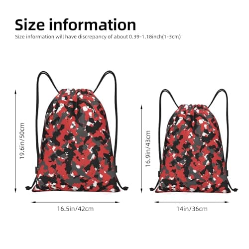 Richugui Red, black and grey camou flage pattern Camo Drawstring Bag Bloodshot Camouflage Red Urban Gym Bag Sports Backpack Lightweight Waterproof Bag for Men Women Outdoor Gym Sport — view 4