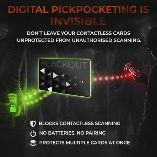 AKIELO Blackout RFID Blocking Card (4 Pack) – Ultra Thin Anti Theft Credit Card Protector – Ultimate Bank Card Blocker for Contactless Cards and Wallet Protection (Black Edition - 4 Pack) — view 2