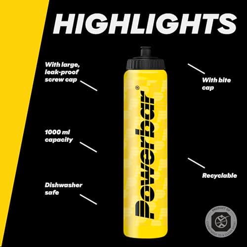 Powerbar - Sports Water Bottle - Leak-Proof & Dishwasher-Safe, BPA-Free - 1000 ml - Yellow — view 3