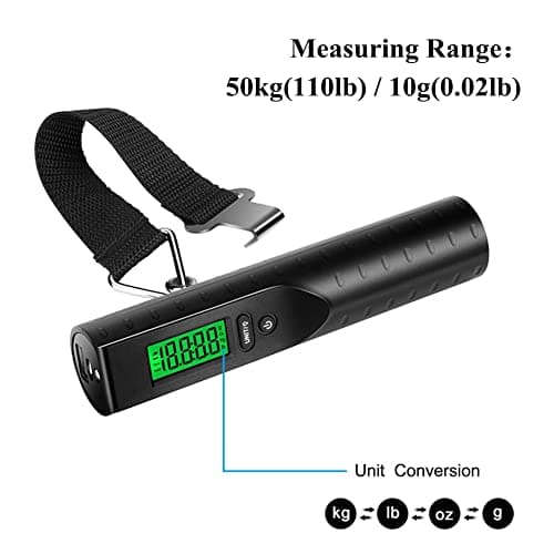 Travel Luggage Scale, Portable Digital Hanging Suitcase Weighing Scales, USB Rechargeable, with 3000MAH Mobile Power Supply, LED Mini Handheld Flashlight Function, Backlight LCD, 50kg/10g — view 5