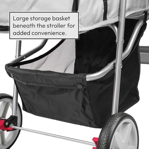 KCT Hooded Foldable Pet Dog Cat Stroller Grey- 4 Wheel Travel Carriage with Safety Leash,Canopy, Cup Holder, Storage Tray — view 5