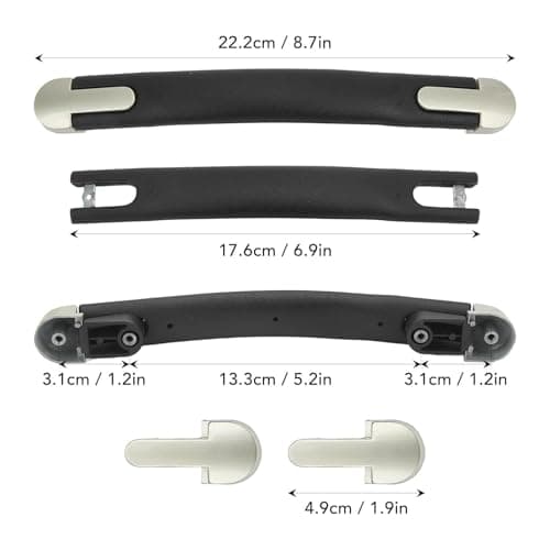 9.4in Luggage Case Handle Grip, Replacement Luggage Pull Handle with Metal Ear Brackets, Universal Travel Bag Carry Handle Repair Accessory for Suitcase & Trolley — view 2