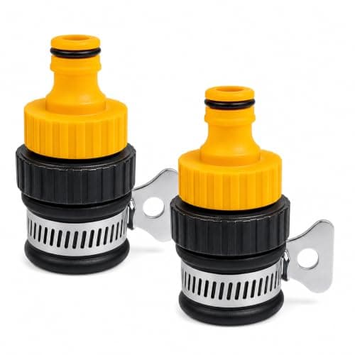 Maccyi 2 Pack Kitchen Tap Hose Connector,4/6mm Tap Connector For Hose Pipe,Hose Adapter For Kitchen Tap, Kitchen Bathroom Garden Indoor Outdoor Use Car Washing Tool Free Installation(Yellow)