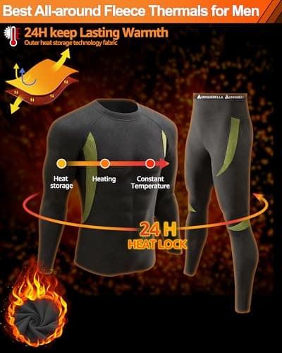 UNIQUEBELLA Men's Ski Underwear Winter Suit Thermal Underwear [Thermal Underwear] - Black, Extra Large — view 3