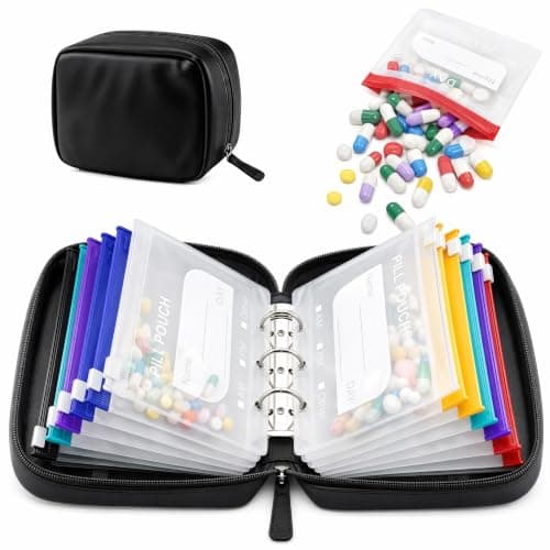 A8 Waterproof Pill Organizer Set, A8 Color Coded Zippered Pill Pouches