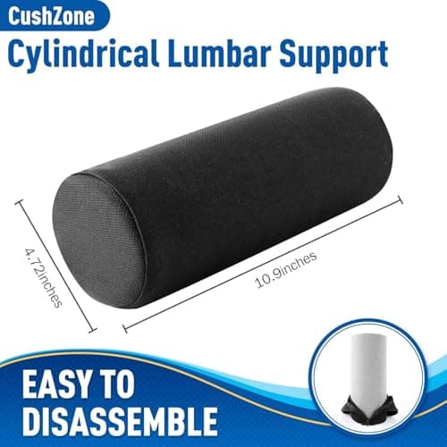 Lotusland Lumbar Roll Pillow for Lower Back Pain Relief – Memory Foam Lumbar Support Pillow with Washable Cover & Elastic Strap, Ergonomic Back Support Roll Cushion for Office Chair, Car & Travel — view 2