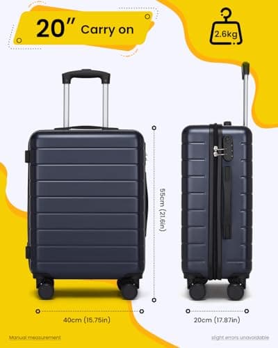 Shavont 20 Inch Cabin Suitcase 55x40x20cm Carry on Hardshell Luggage(Navy) — view 4