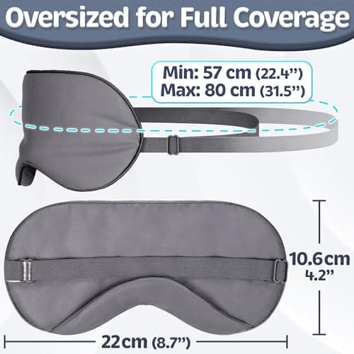 Vegan Silk - Sleep Mask - Dark Gray, 100% Viscose Derived from Bamboo - Lightweight Eye Mask with Adjustable Strap - Blackout Sleeping Blindfold for Women & Men - Comfortable Light Blocking Eye Cover — view 4