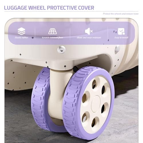 YMWALK 8 Pack Silicone Luggage Wheel Covers, Durable Anti-Scratch Travel Suitcase Wheel Protectors, Portable 2 Inch Luggage Spinner Wheel Covers Mute for Most Caster Wheels (Light Purple) — view 3