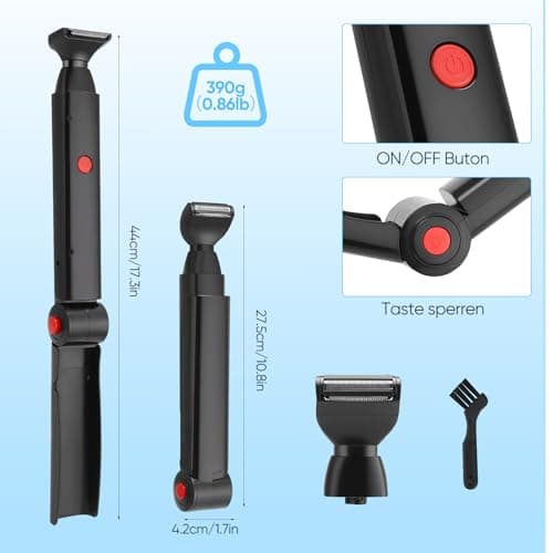 Back Razor for Men, Foldable Men's Body Razor with 2 Removable Shaving Heads & Ergonomic Arm Extension, Foldable Back Razor for Back, Face, Chest & Shoulder Care — view 6
