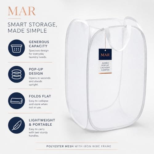 MAR Jumbo Pop-Up Laundry Hamper 47cm Collapsible Foldable Washing Basket — view 2