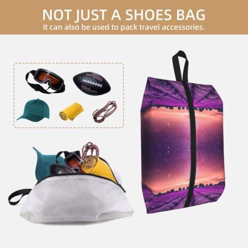 Lavender Fields Print Waterproof Shoe Bag Travel Bag with Carry Strap Storage Bag Versatile Cosmetic Bag-2pcs — view 5