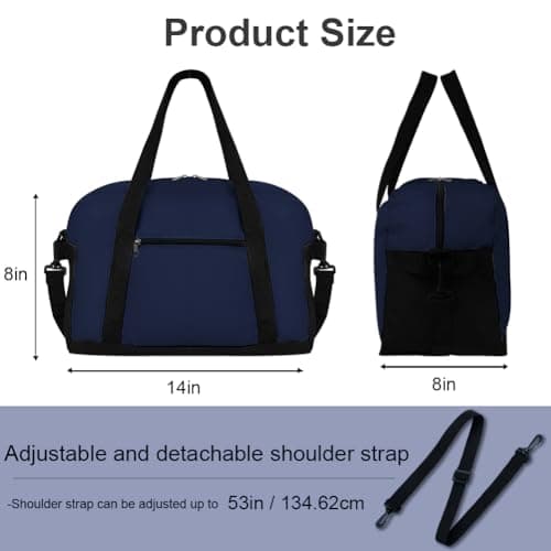 Flintronic Small Gym Bag, 14 inch Carry On Mini Duffel Bag with 2 Drawstring Bags, Lightweight Overnight Bag Portable Travel Bag for Sports, Gym (Blue) — view 2
