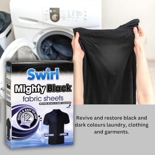 Swirl Mighty White Stain Remover 12 sheets Powerful Laundry Sheets for Brightening Whites and Color Run Prevention (2 Packs) (Mighty Black) — view 6