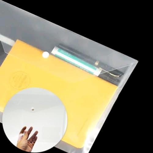A4 Plastic Wallets, 10 Pack Clear Folders Plastic File Folder Document Wallets Envelope Folders with Label Pocket and Button for School, Home, Office, Travel and Stationary Supply(Transparent) — view 6