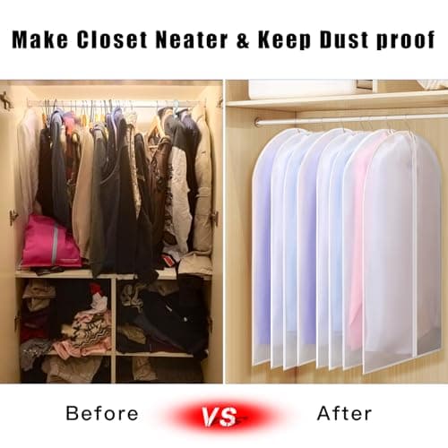 Univivi Suit Bags for Men, 20 Pack Travel Garment Bags, Breathable Clothes Covers Protector Bags, Transparent Waterproof Dustproof Moth Proof Dresses Storage Bag for Wardrobe Storage (60cm x 101cm) — view 4