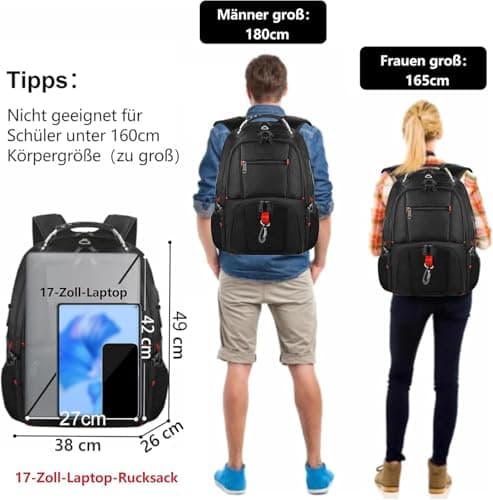 MATEIN 17.3 Inch Large Travel Laptop Backpack, 50L Large Capacity Backpack — view 6