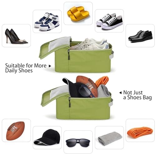 Asnews 2 Pack Shoe Bags for Travel, Zippered Shoe Storage Organizer — view 3