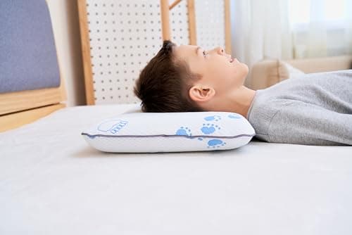 SIKAINI Kids Memory Foam Pillow, Hypoallergenic Neck Support for Children (3-10 Years), Breathable & Machine Washable Paw Cover, Certified Safe Toddler Pillow for First Big Bed, Orthopedic Design — view 2