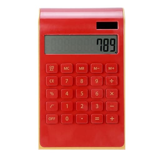 SUNGOOYUE 10 Digits Jumbo Calculator, Portable LCD Desk Calculator, Plastic Dual Power Solar and Battery, Large Display Large Buttons Tilted Screen for Home Office Students (Red) — view 6