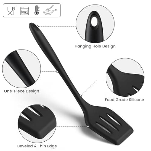 5 PCS Silicone Kitchen Utensils Set, Non Stick Cooking Tools, Black — view 3