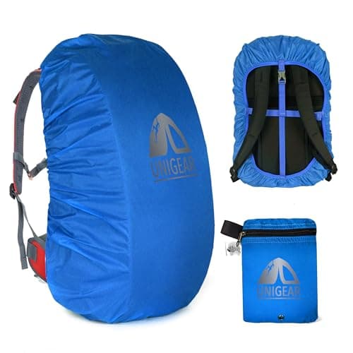 Unigear Anti-Rain Backpack Cover, 10-90L Waterproof Dustproof Durable Abrasion Resistant Protective Cover for Camping, Hiking, Travel, Cycling (Blue, S)