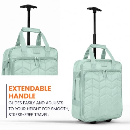 Bordlite EasyJet Underseat Cabin Bag 45x36x20cm – Wheeled Travel Holdall with Trolley Handle – Lightweight Polyester Soft Shell Carry On Luggage – Fits EasyJet Free Bag Allowance - Mint — view 5