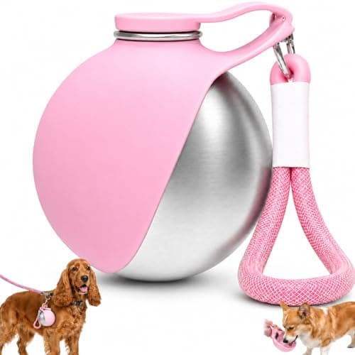 Portable Dog Water Bottle for Walking, 2-in-1 Stainless Steel Dog Bottle