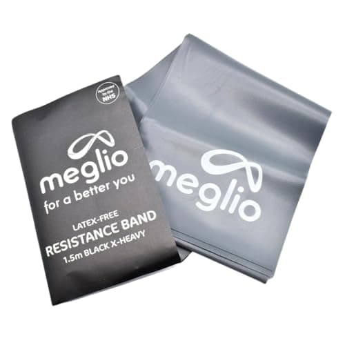 Meglio Resistance Band, 1.5m, Black, Latex Free, With Exercise Guide