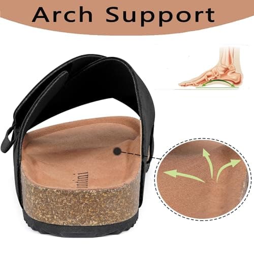 Dokela Sandals for Women Cork Footbed Mlue with Arch Support,Black,6 UK — view 4
