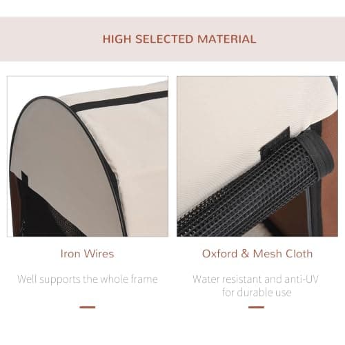 PawHut Foldable Pet Carrier for Miniature Dogs 46L x 36W x 41H cm Brown — view 5