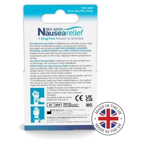 Sea-Band Travel & Motion Sickness and Nausea Relief, Ginger Capsules and Acupressure Wristbands Bundle, (1 x Pair of Adult Grey, 1 x Pack of Ginger Capsules, 20 Capsules) — view 3