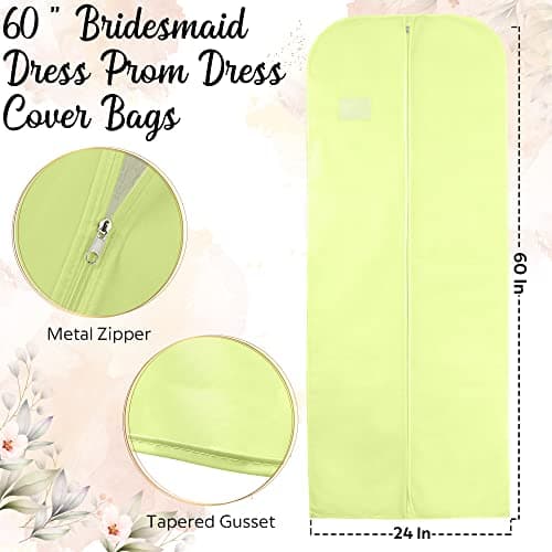 Wedcova Dress Bag | Hanging Garment Bags | Full Length Travel Protector | Wedding Clothes Storage Cover with Zipper for Women | Pack of 3 Covers | 72 Inch | Yellow — view 5