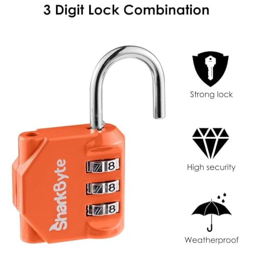 SharkByte Small Luggage Locks, 3-Dial Weatherproof Outdoor Security Combination Padlock, Travel Lock for Suitcases Luggage Case Travel Bag Gym Lockers Code Padlock (Pack of 2) — view 5