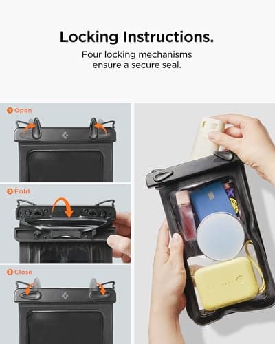 Spigen Dual Pocket 6.9" Waterproof Phone Case Pouch Bag Black — view 6