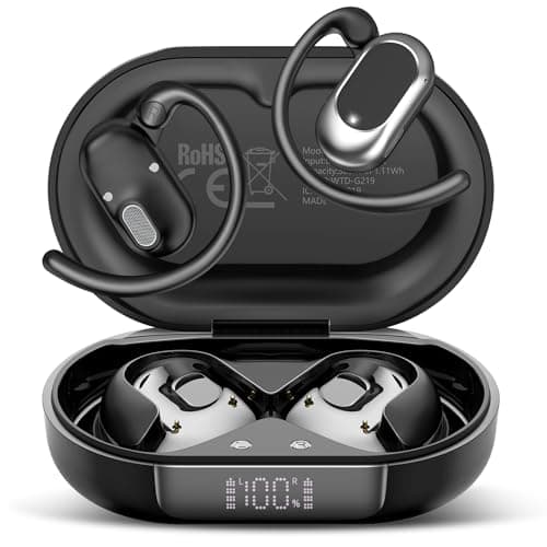 STECEi Open Ear Headphones, Bluetooth 5.4 Wireless Earbuds with Adjustable Ear Hooks, Powerful Sound, Air Conduction Earbuds with Mic, 36H playtime, Ultra-Comfort, IPX7 Waterproof Sports Earphones