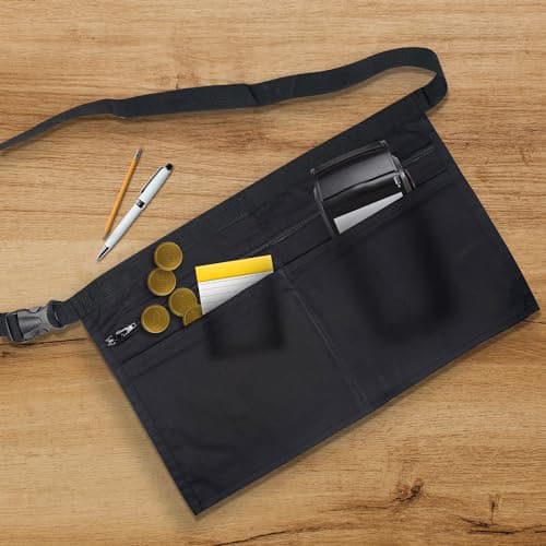 Coloured Denim 4 Pocket Market Trader Money Belt - Black — view 4