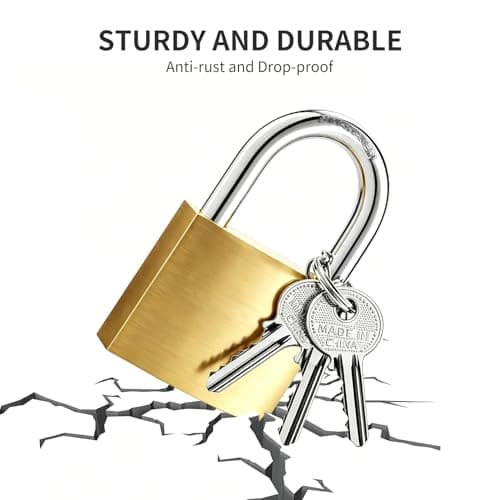 4 Pcs Padlocks with Keys, Suitcase Locks for Luggage Backpacks Travel Bags Gym Locker (48mm, Gold) — view 4